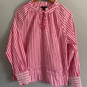 J. Crew pink & white stripe blouse